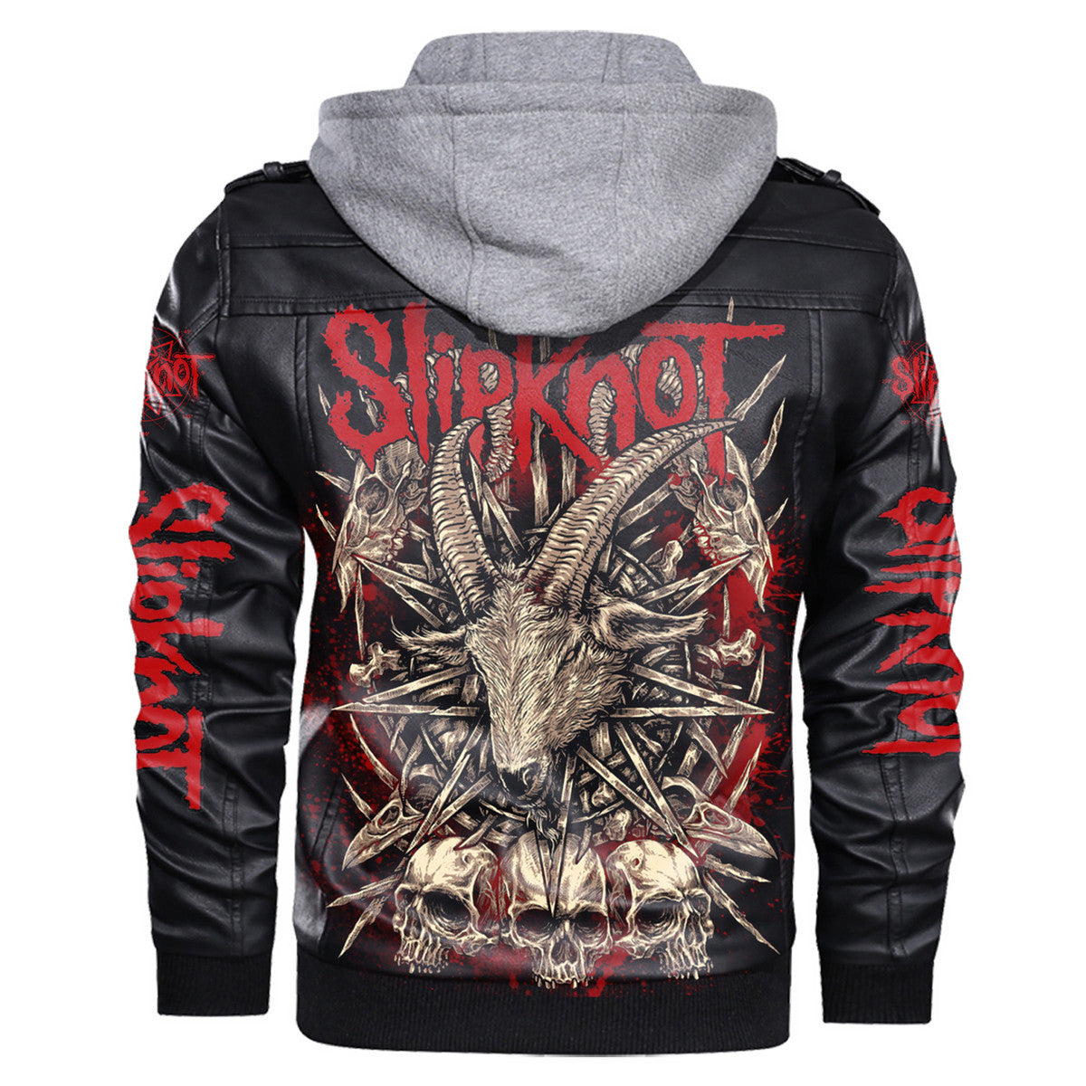 Sk Leather Jacket with Hood 6 Black Q220607