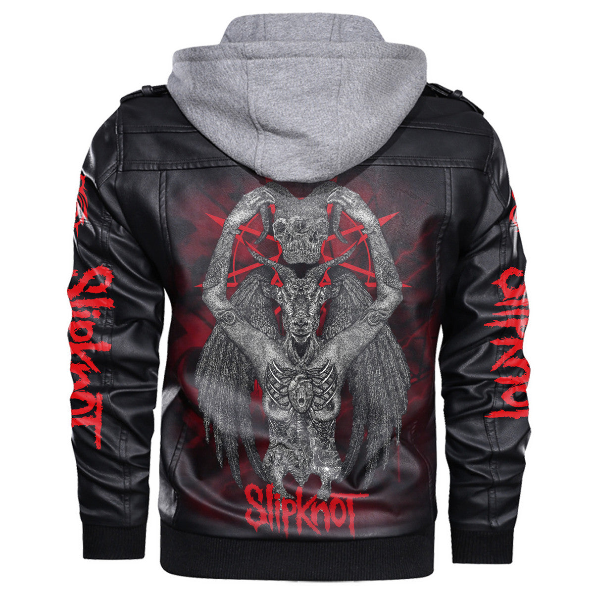 Sk Leather Jacket with Hood 9 Black Q180910