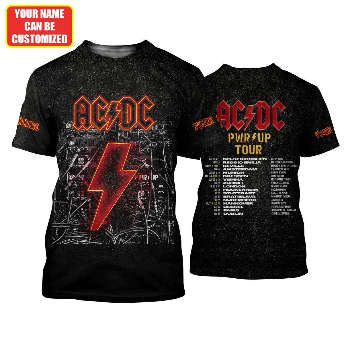 Personalized AC Power Up World Tour All Over Printed Unisex Shirt Q220412