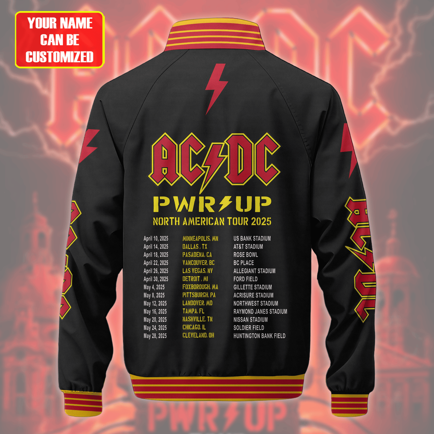 Personalized AC Power Up Tour 2025 Zipper Stand Collar Jacket 3D Q270202