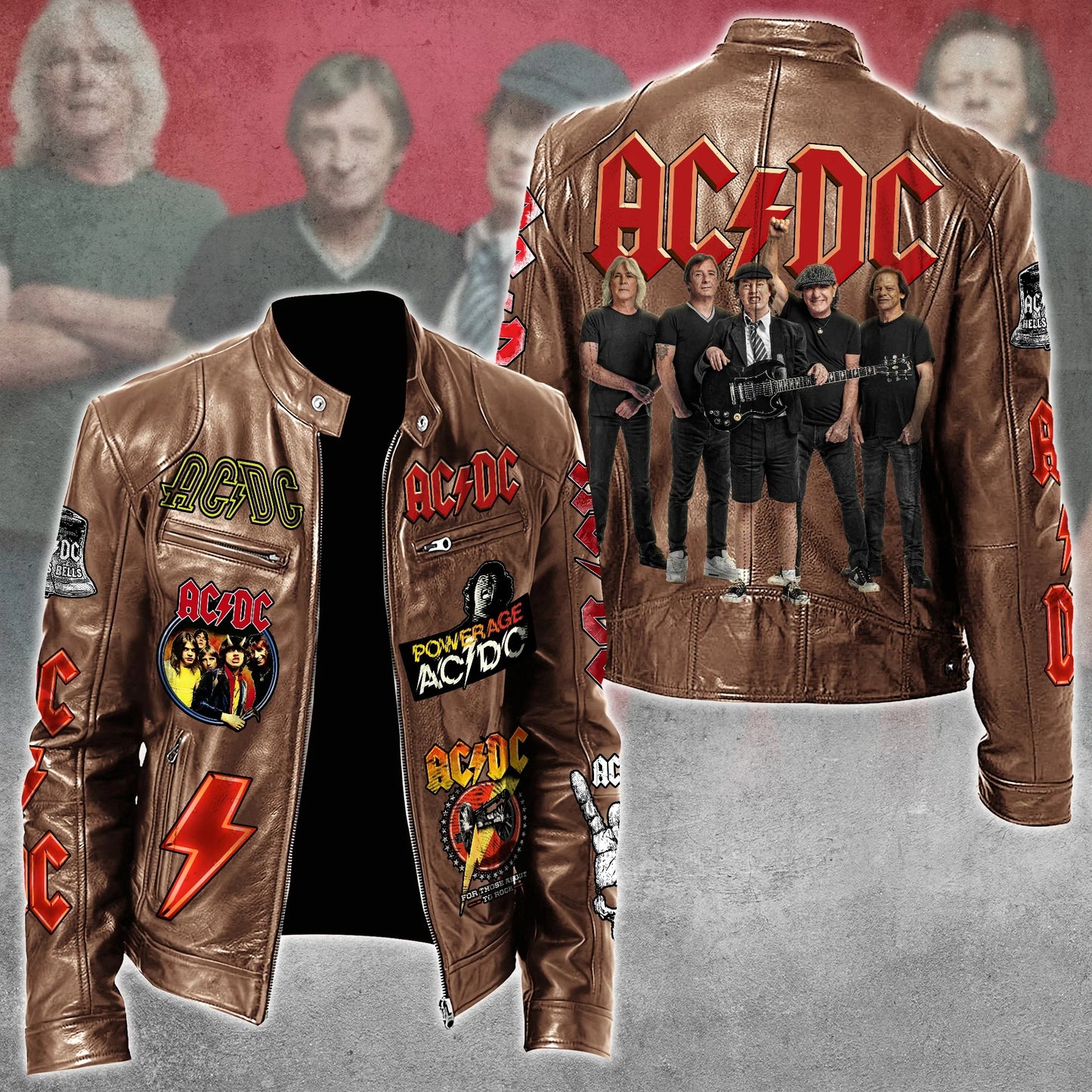 AC Rock Zipper Collar Leather Jacket V2