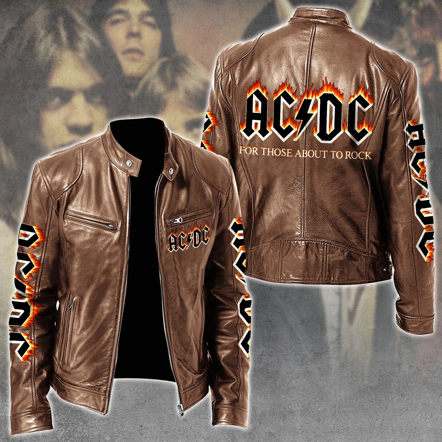 AC Rock Zipper Collar Leather Jacket V3