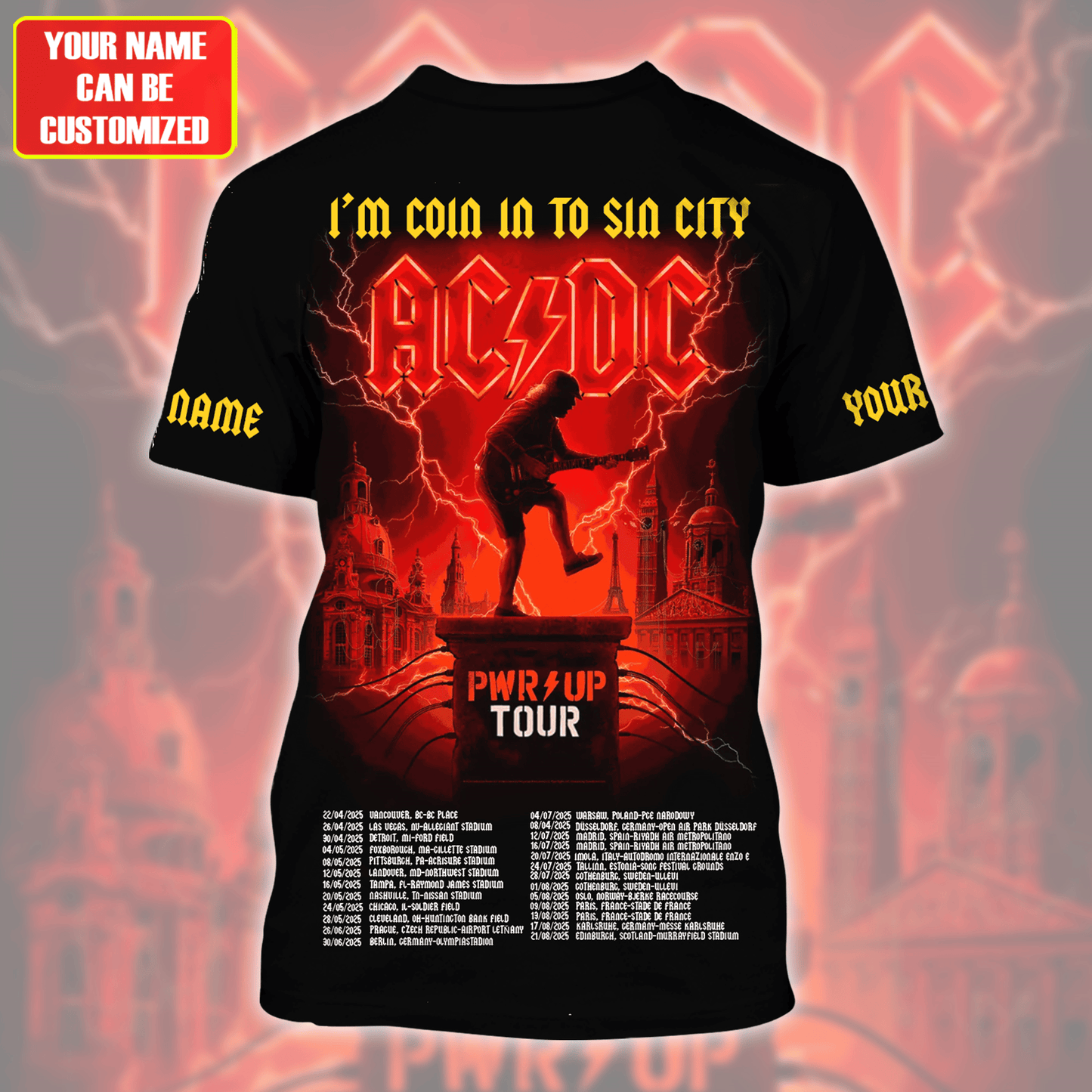 Personalized AC Power Up Tour 2025 3D All Over Printed Unisex Shirt Q210408