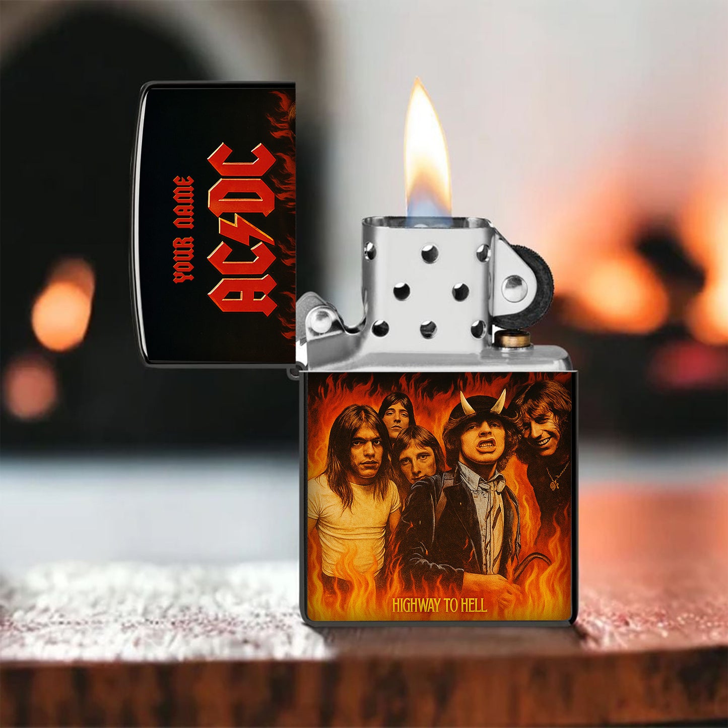 Personalized AC Highway To Hell Zippo Lighter