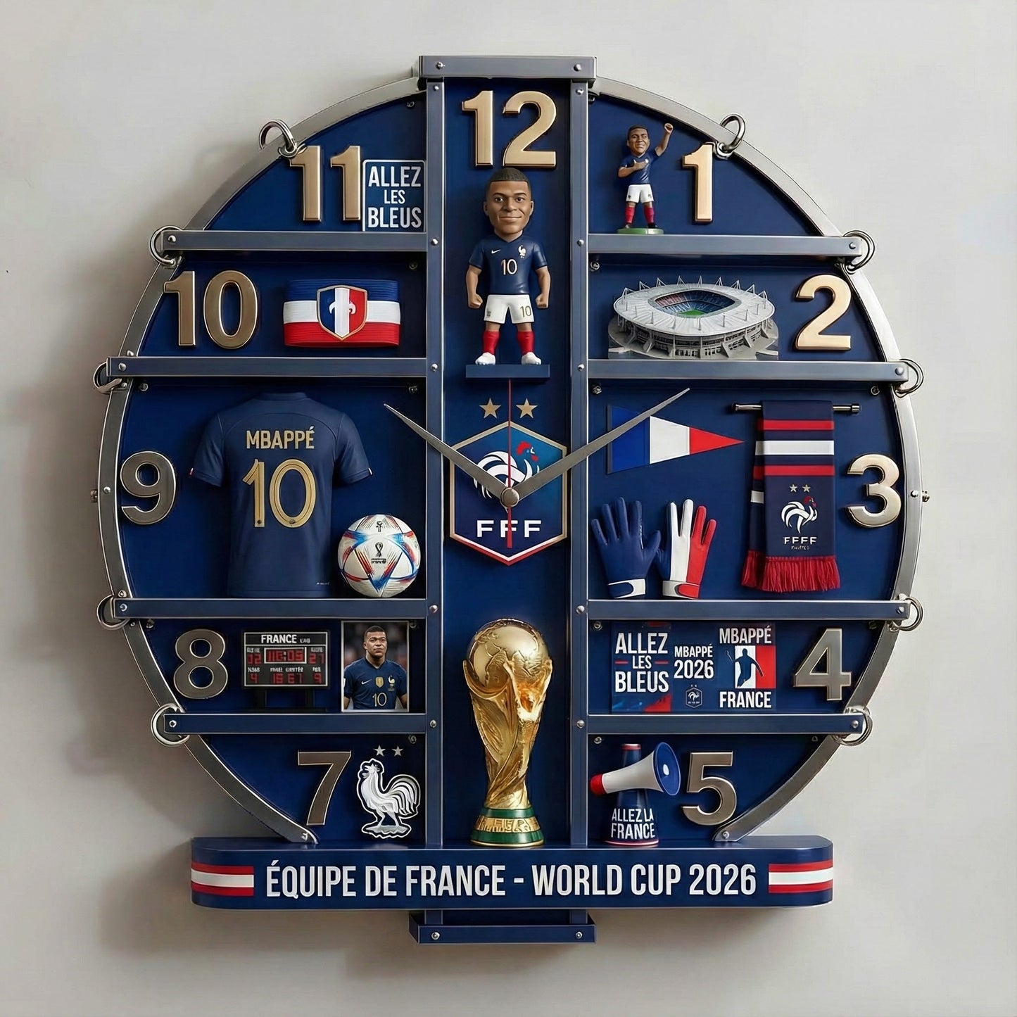 France FF WC 2026 Decorative 3D Visual Effect Acrylic Wall Clock