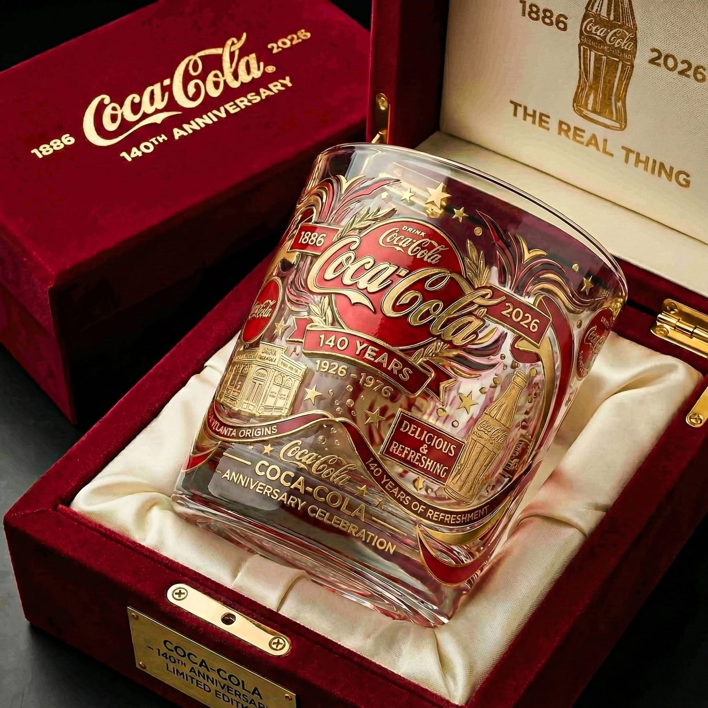 Cola 140TH Anniversary Glass , Cola Glass