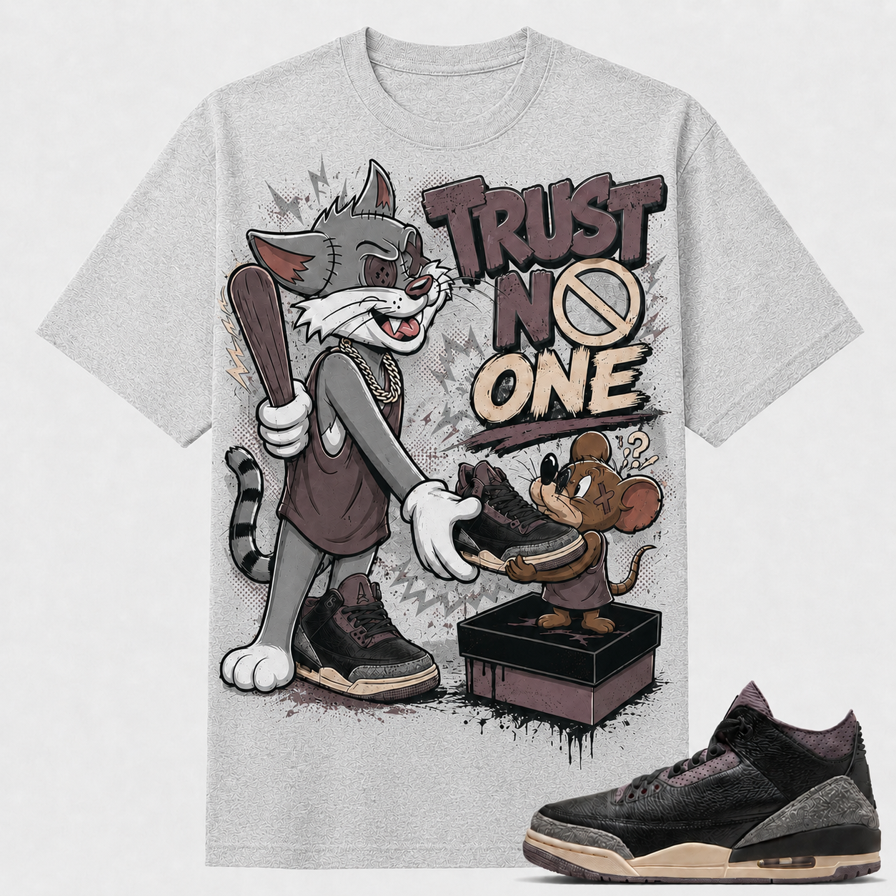 TRUST NO ONE Shirt To Match AJ 3 Retro A Ma Maniere, AJ 3 Matching Shirt
