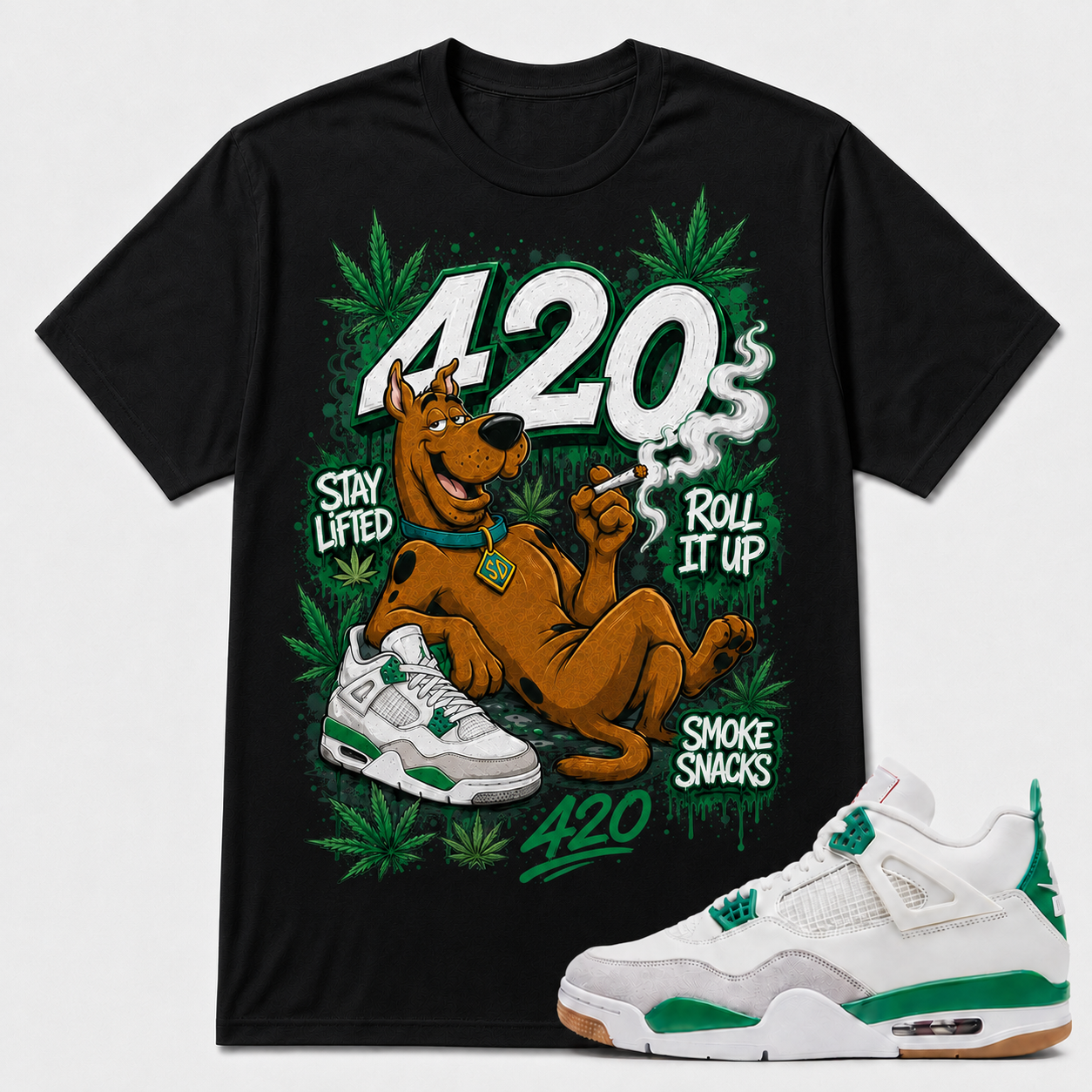 "SCOOBY 420" Shirt To Match AJ 4 SB Pine Green, AJ 4 Matching Shirt