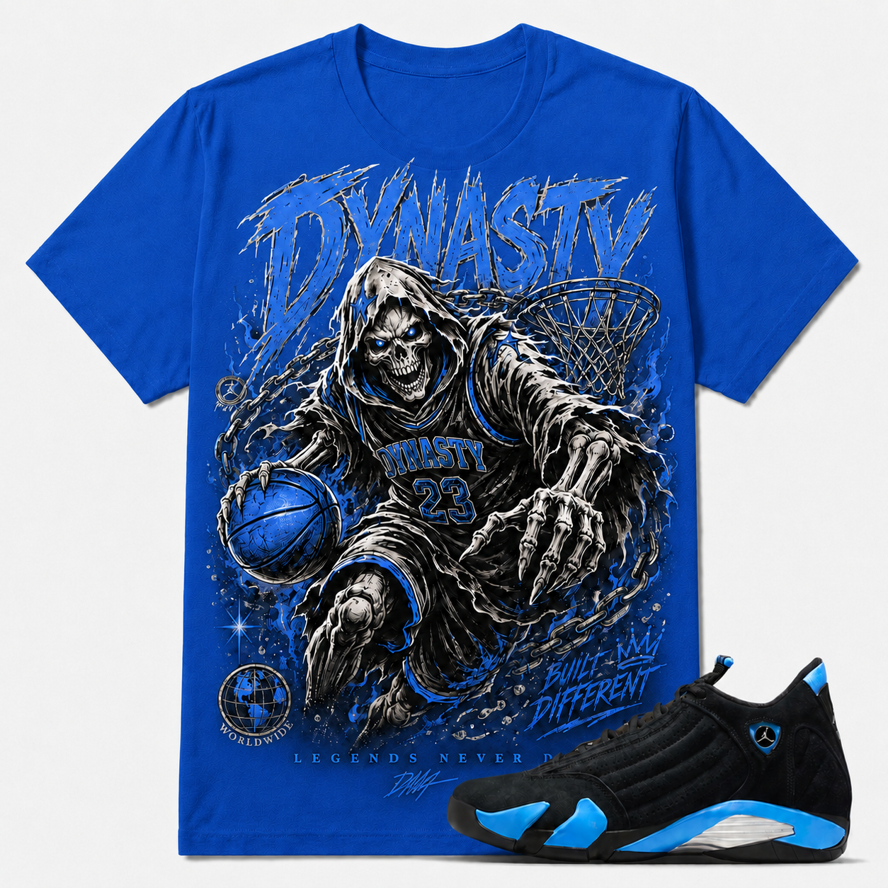 Dynasty Shirt To Match AJ 14 Retro Black University Blue , AJ 14 Matching Shirt