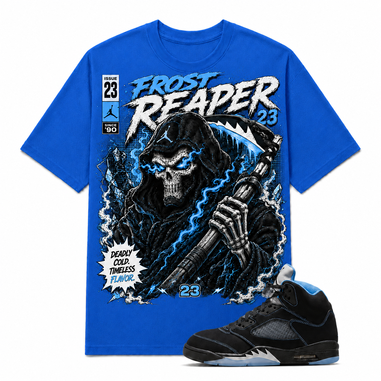 "FROST REAPER" Shirt To Match AJ 5 Black Carolina, AJ 5 Matching Shirt