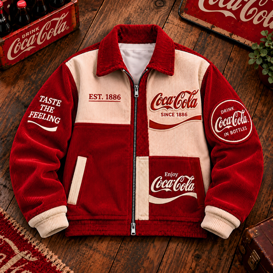 Cola Taste The Feeling Jacket – Personalized Casual Zip Up Corduroy Jacket