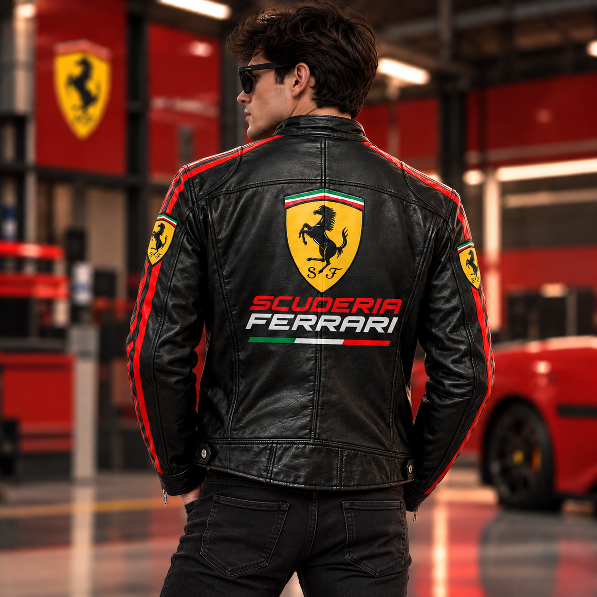 Scuderia Ferrar Racing Collar Leather Jacket V2
