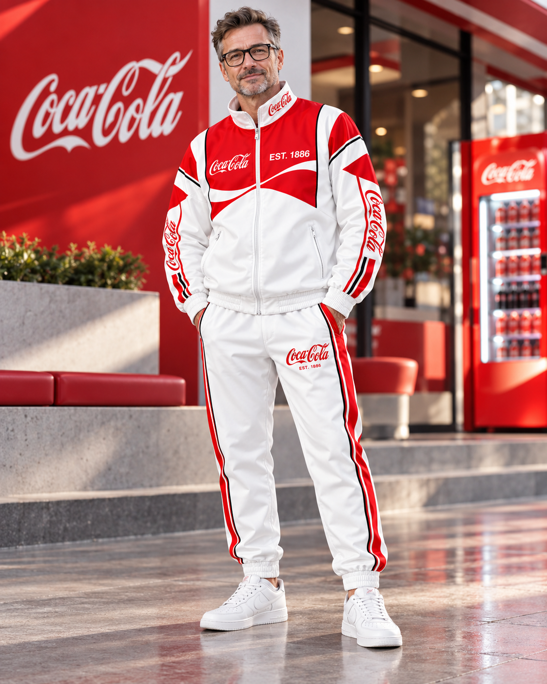 Cola EST. 1886 Zipper Stand Collar Jacket & Sweatpants Set