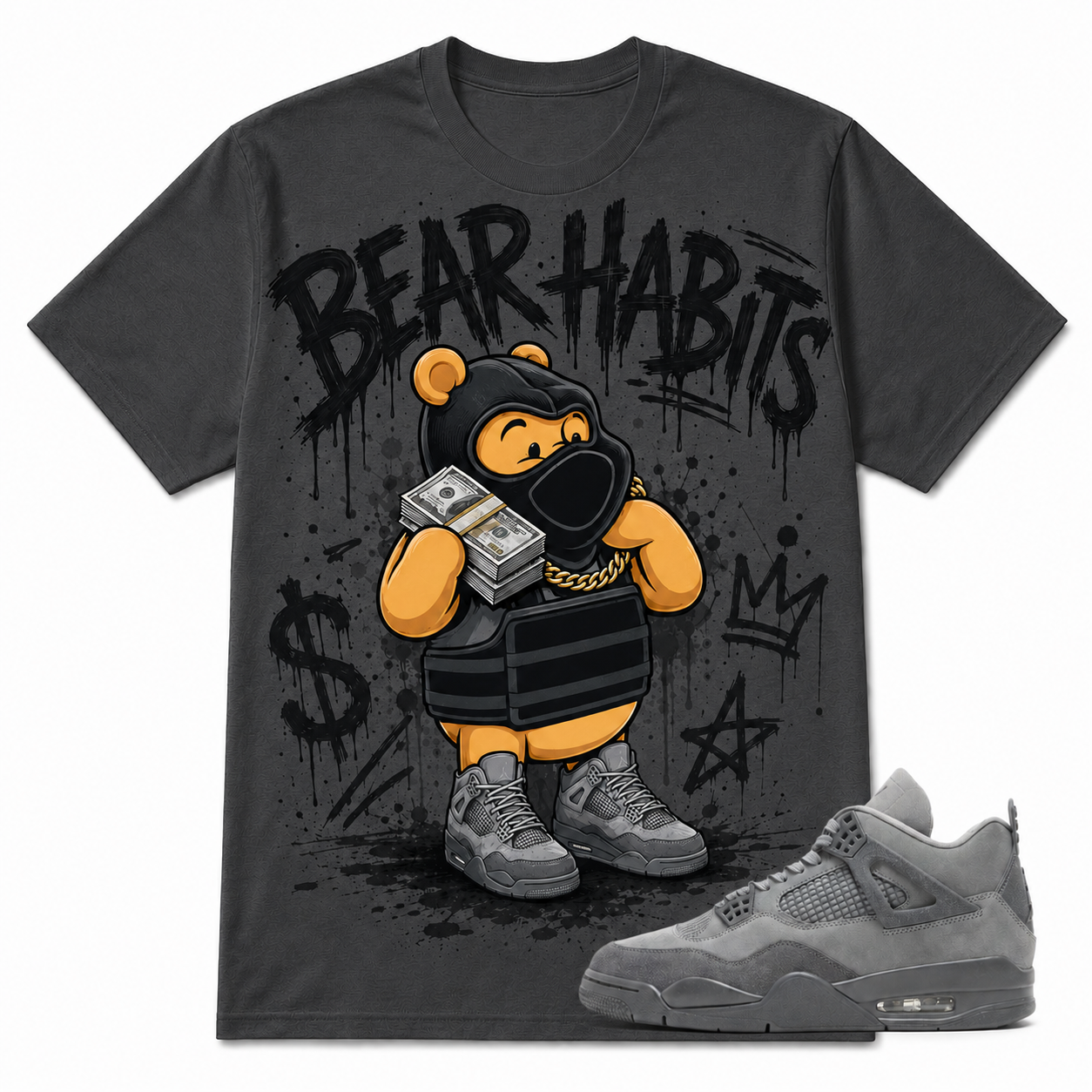 BEAR HABITS Shirt To Match AJ 4 ‘Wet Cement’, AJ 4 Matching Shirt