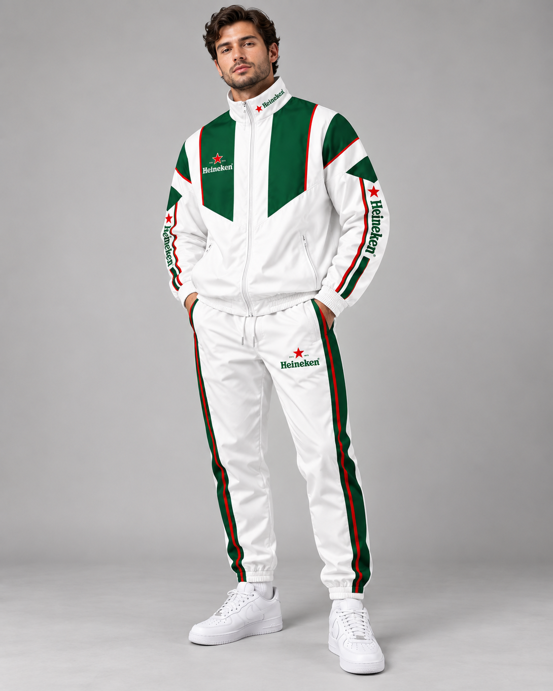 Heinekn EST. 1873 Zipper Stand Collar Jacket & Sweatpants Set