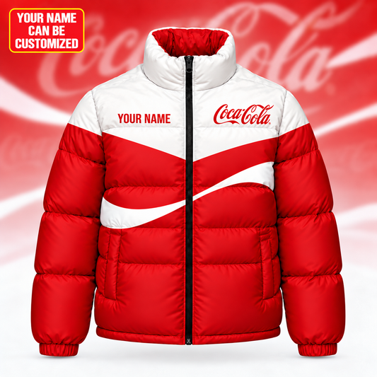 Personalized Cola 140th Anniversary Puffer Jacket , Cola Windproof Puffer Jacket