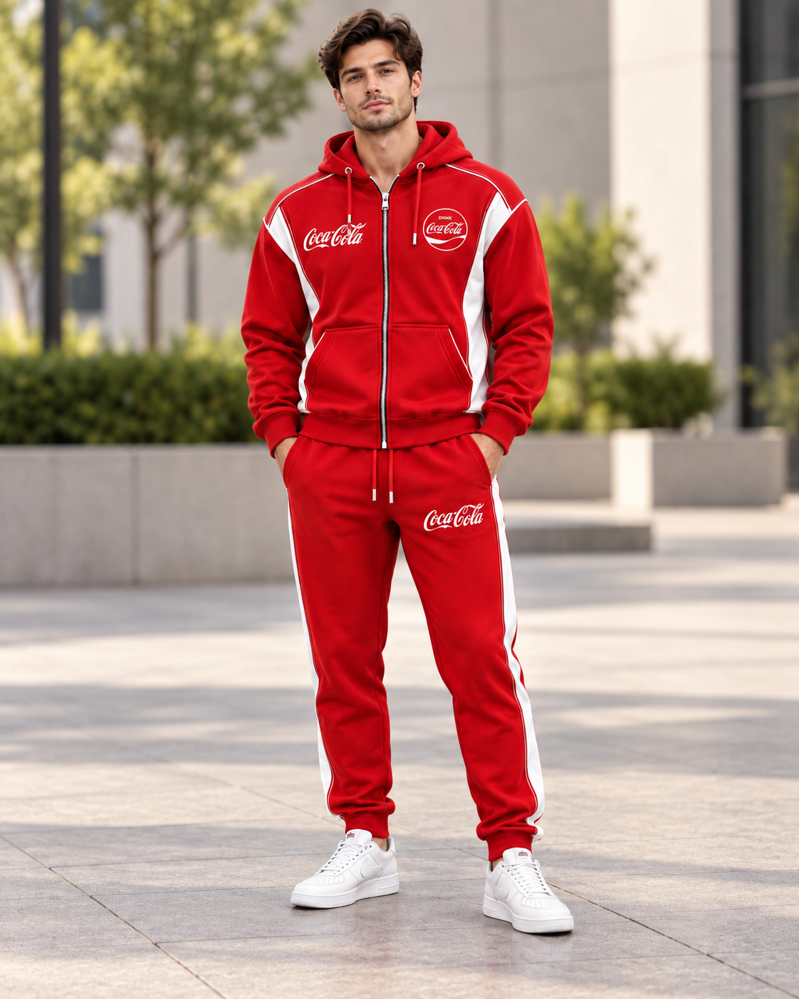 Cola Classic All Over Printed Zip Hoodie And Sweatpants Set