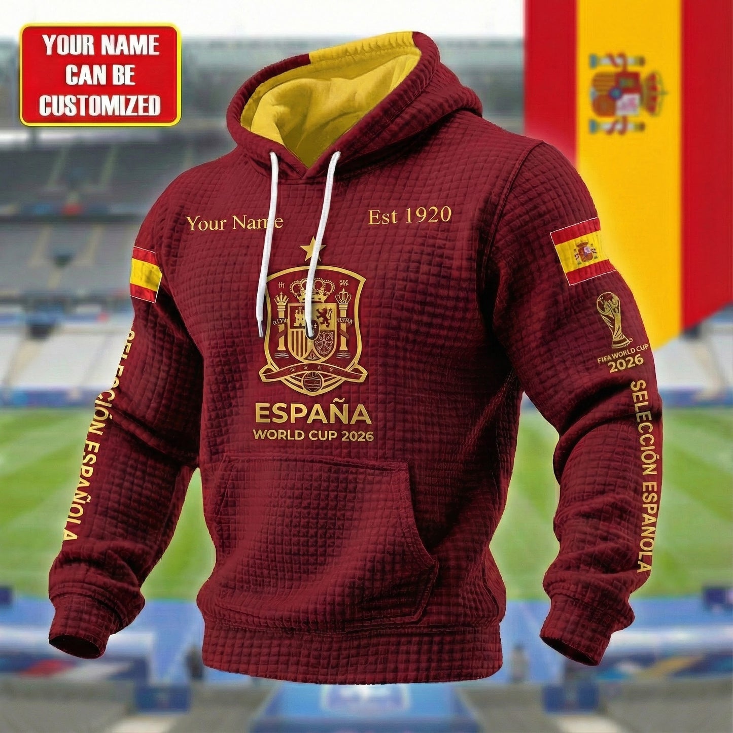 Personalized Spain FF WC 2026 Fabric Hooded Sweatshirt