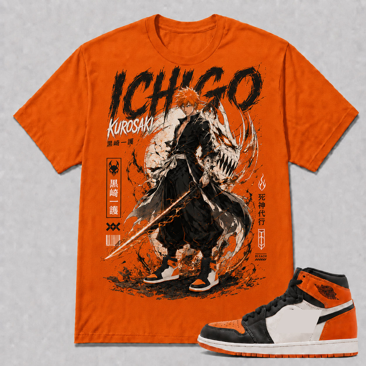 "ICHIGO KUROSAKI" Shirt To Match AJ 1 Retro High 'Shattered Backboard', AJ 1 Matching Shirt