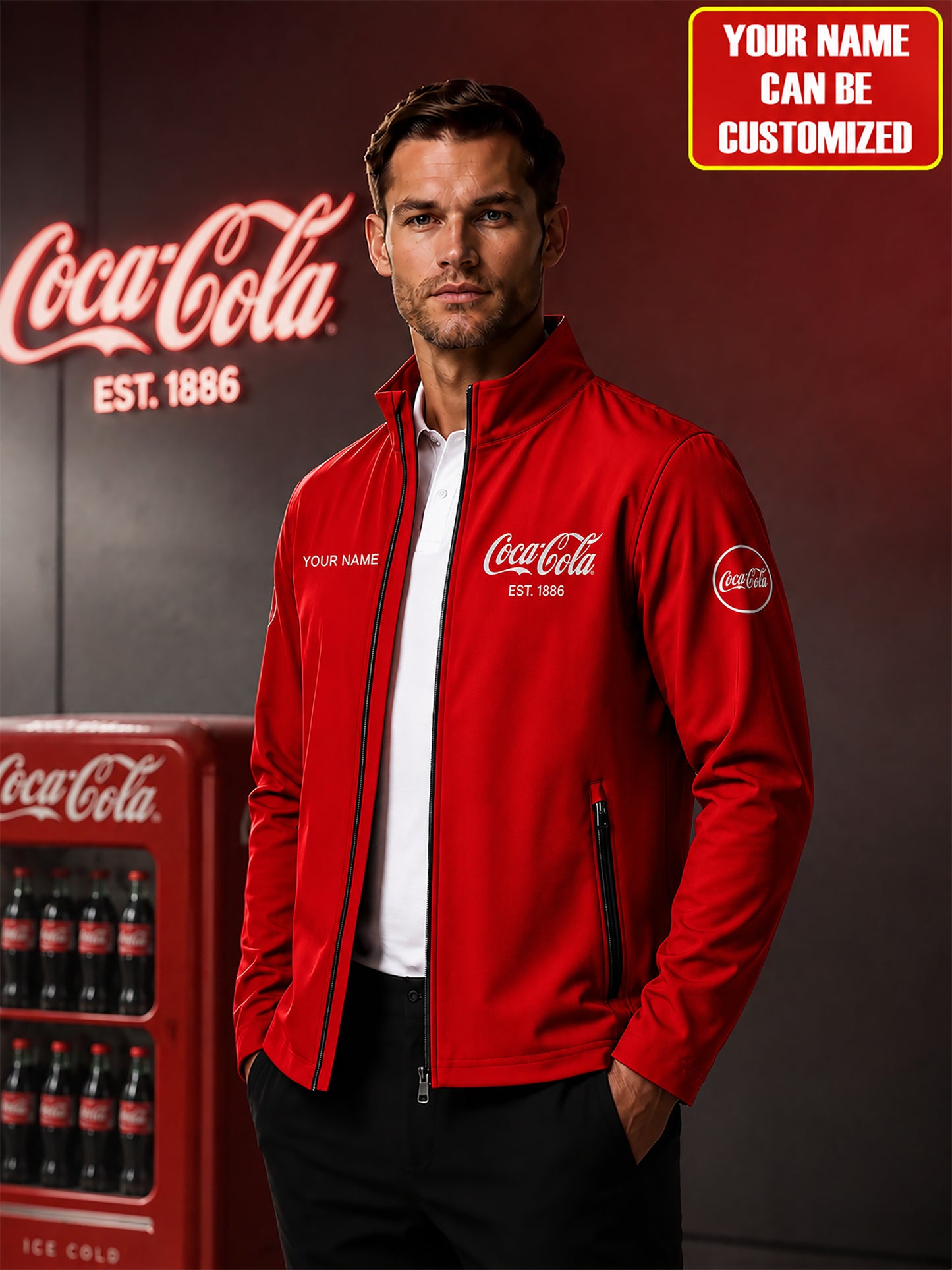 Personalized Cola Est.1886 Zipper Stand Collar Jacket