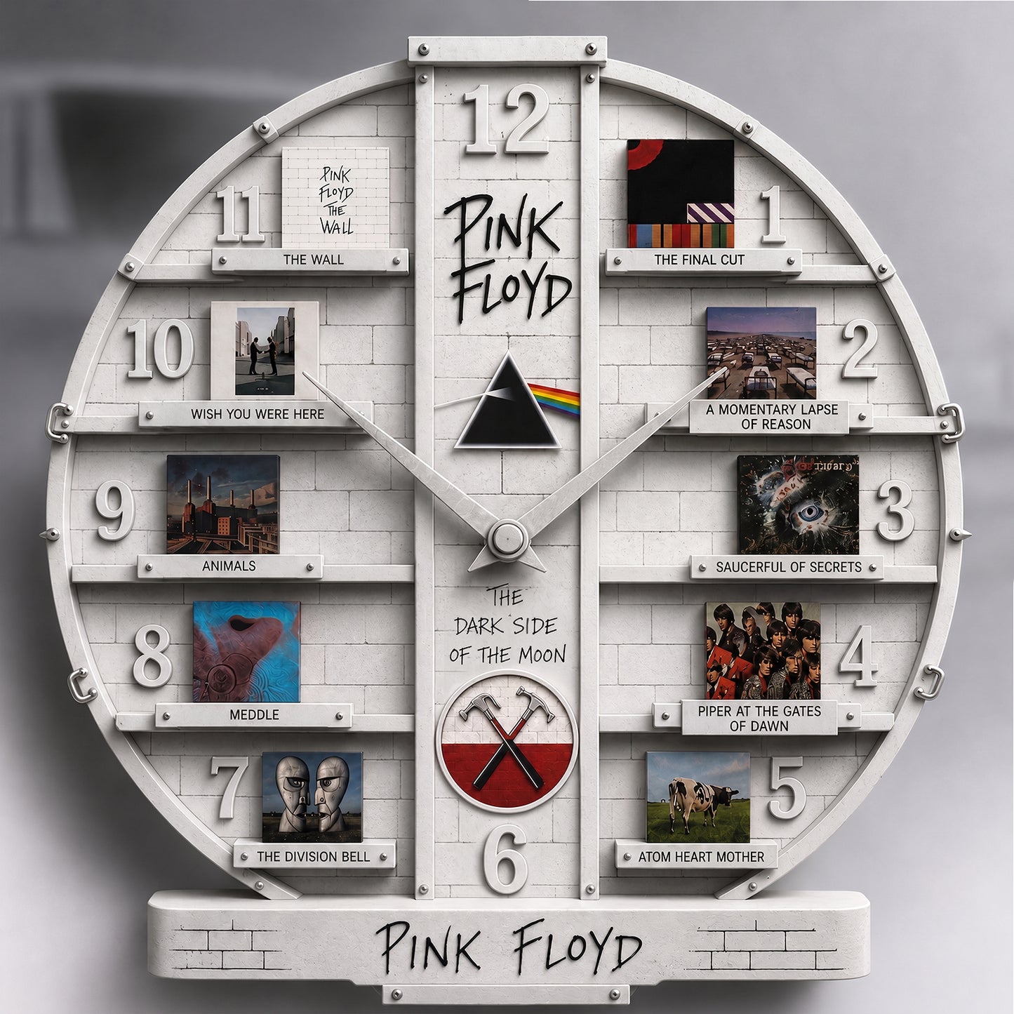 Pnk Flyd Albums Home Decorative 3D Visual Effect Acrylic Wall Clock