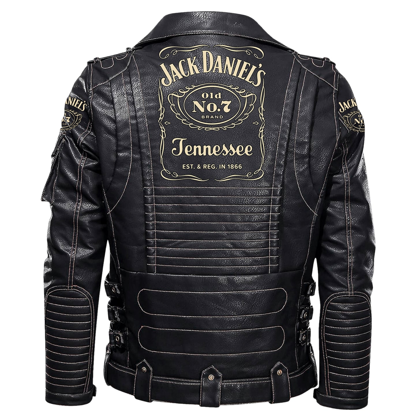 Jack Dani Old No.7 Brand Belt Solid Zipper Street Leather Jacket