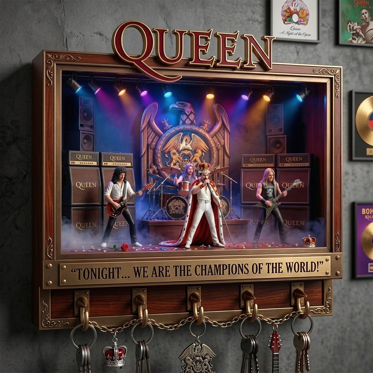 Qeen Rock Acrylic Key Hanger - Personalized Gifts For Rock Fan