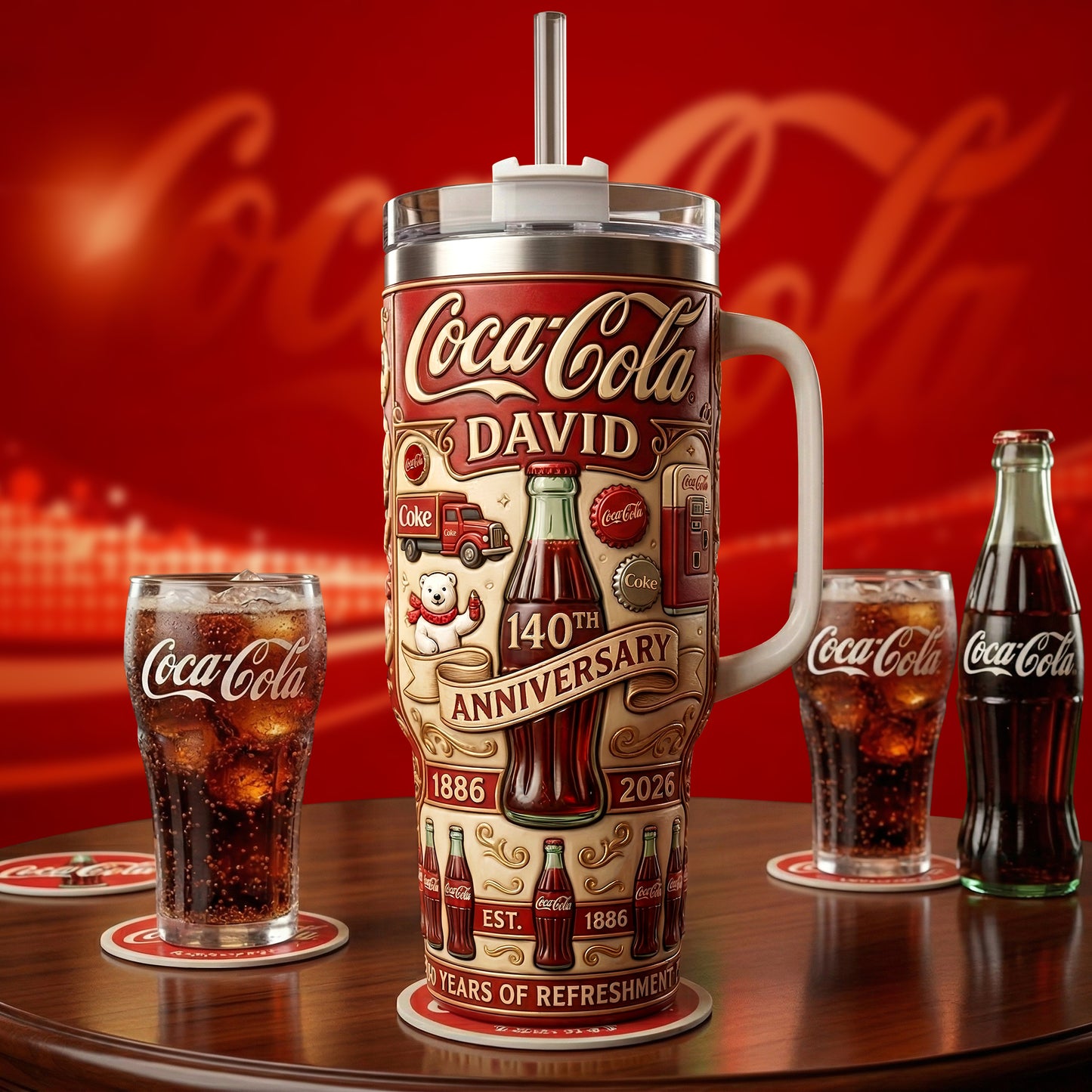 Personalized Cola 140th Anniversary Insulated Tumbler 30oz V10 , Cola Tumbler 40oz