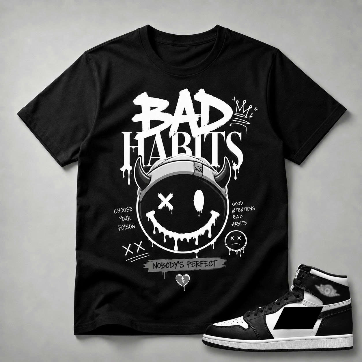BAD HABITS Shirt To Match AJ 1 MID, AJ 1 MID Matching Shirt V2