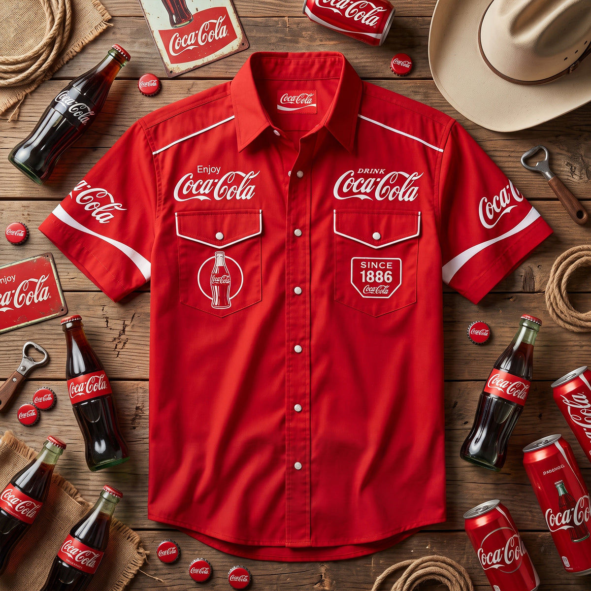 Cola Since 1886 Vintage Western Cowboy Shirt