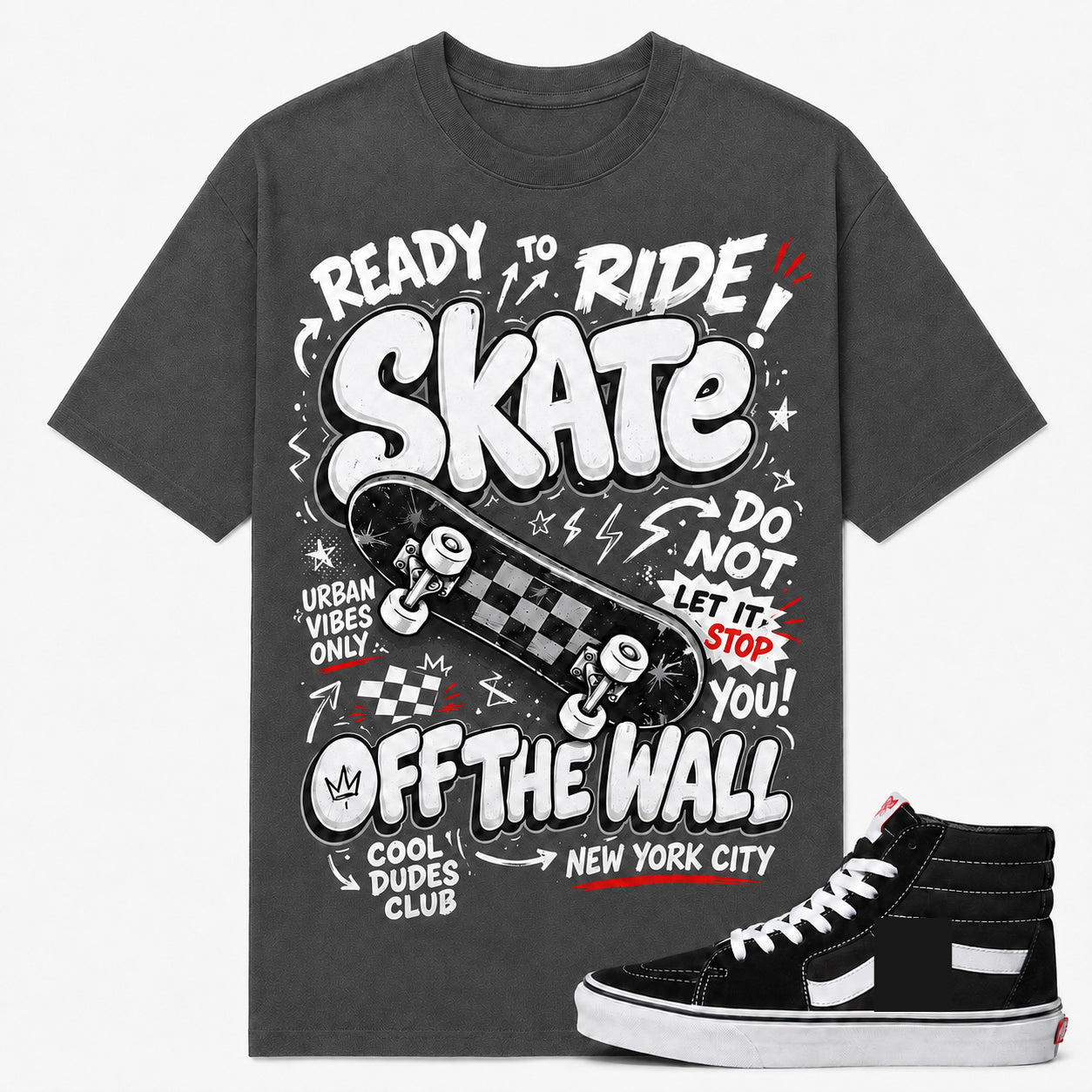 OFF THE WALL Shirt To Match CLASSIC SK8-HI BLACKWHITE, CLASSIC SK8-HI BLACKWHITE Matching Shirt
