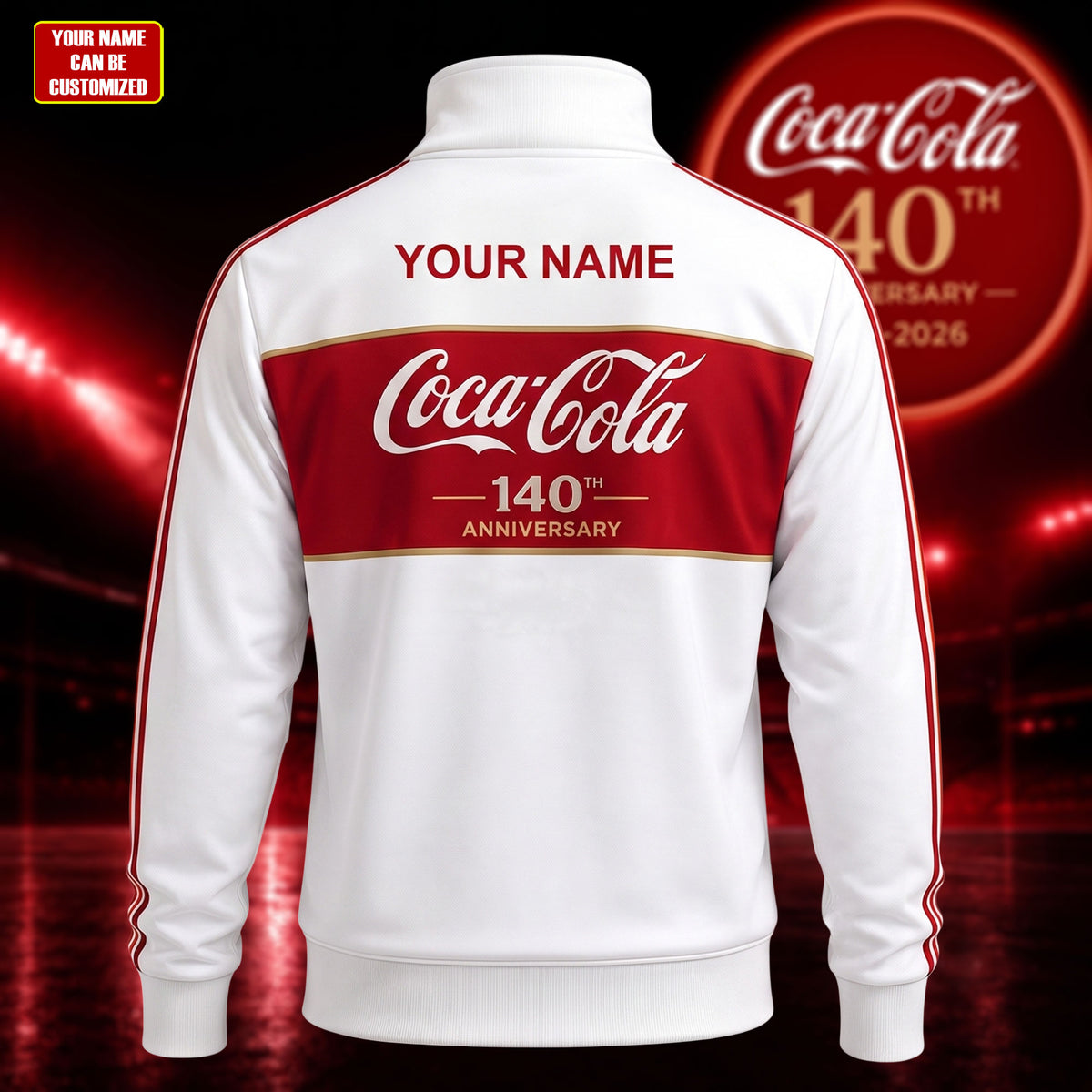 Personalized Cola 140th Anniversary Zipper Stand Collar Jacket V2