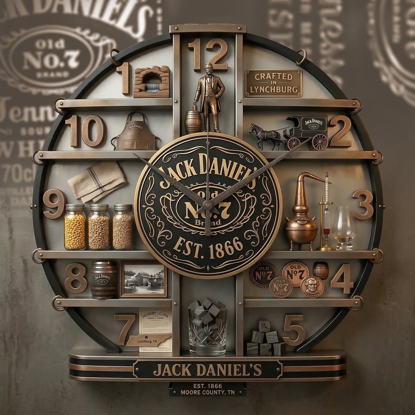 Jack Dani EST. 1866 Home Decorative 3D Visual Effect Acrylic Wall Clock