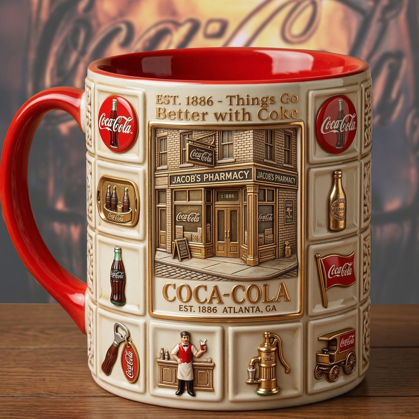 Cola EST. 1886 Accent Mug V2, Cream Mug Gifts , Holiday Gifts