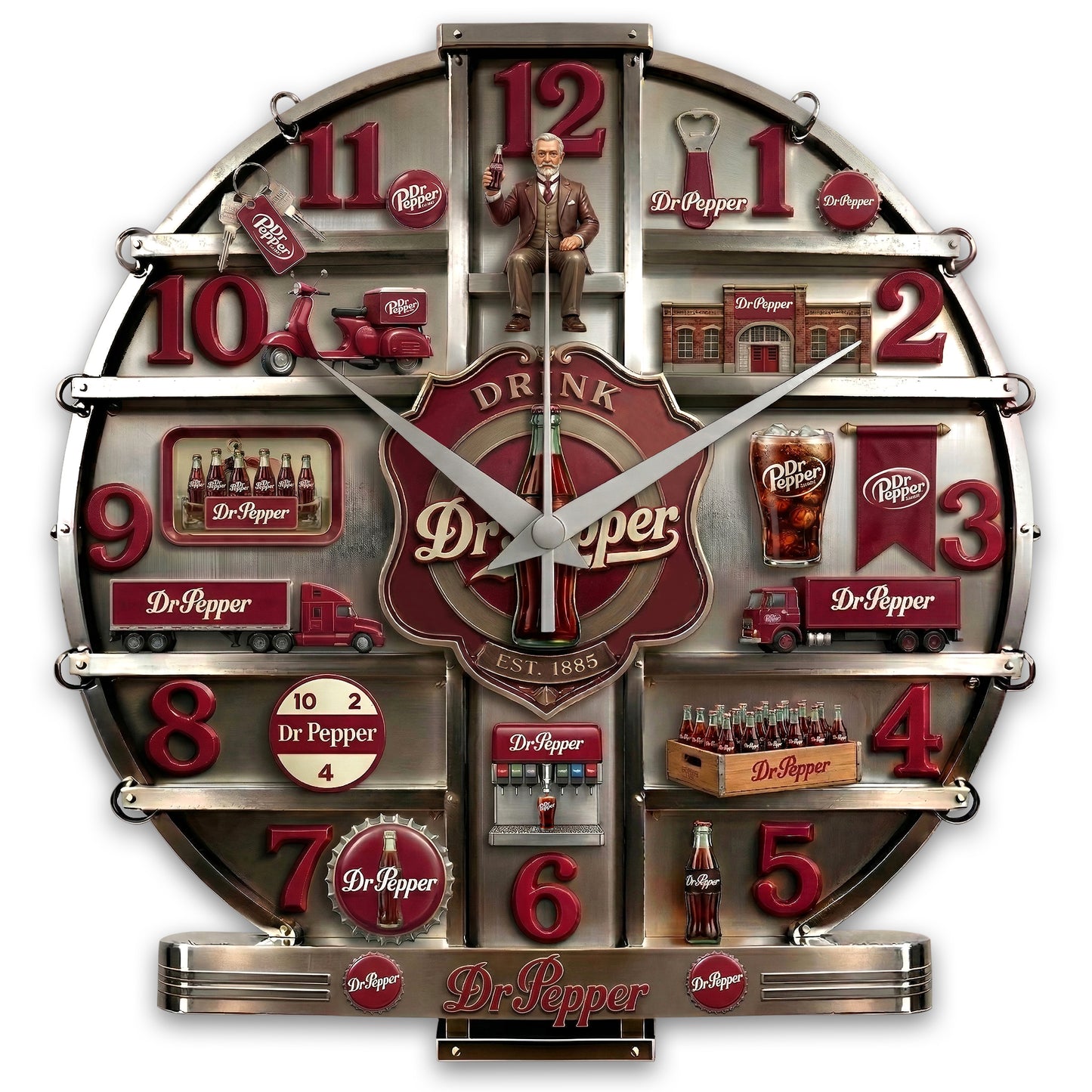 Dr Pepper EST. 1885 Home Decorative 3D Visual Effect Acrylic Wall Clock V2