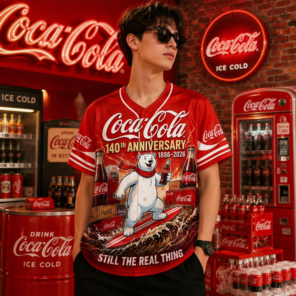 Cola 140th Anniversary Baseball Jersey Shirt 3D V2