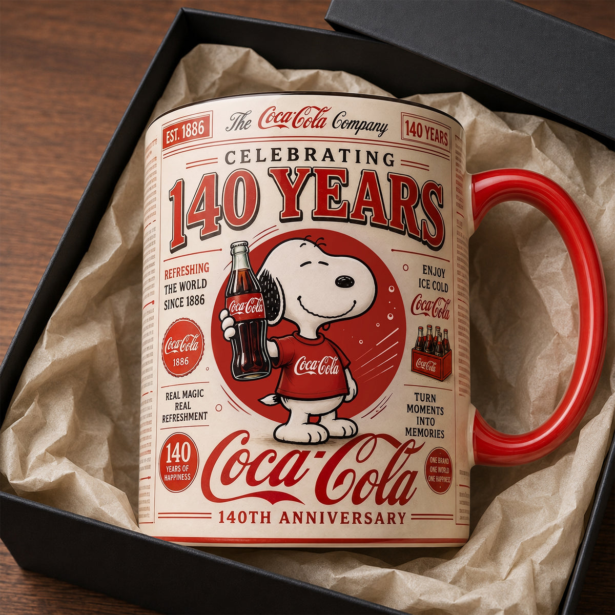 Cola X Snoopi 140th Anniversary Accent Mug V10, Cream Mug Gifts , Holiday Gifts