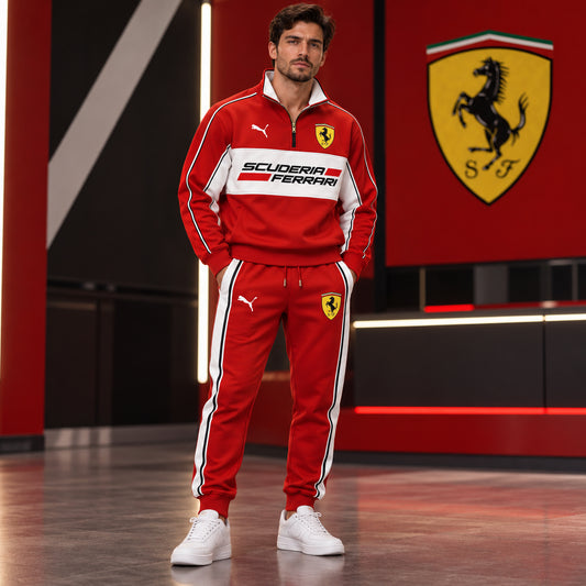 Scuderia Ferrar Racing Stand Collar Zip Set