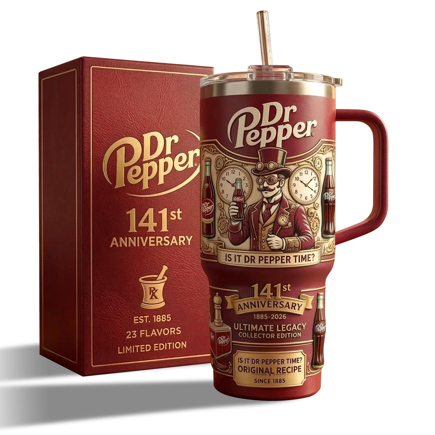 Dr Pepper 141st Anniversary Insulated Tumbler 30oz V3 , Dr Pepper Tumbler 40oz