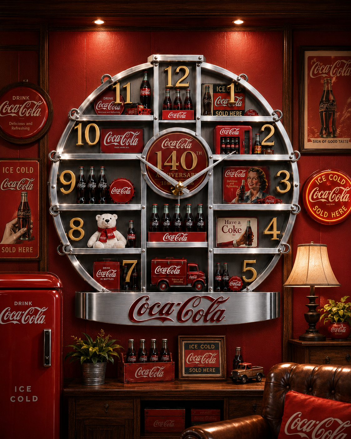 Cola 140th Anniversary Home Decorative 3D Visual Effect Acrylic Wall Clock V4