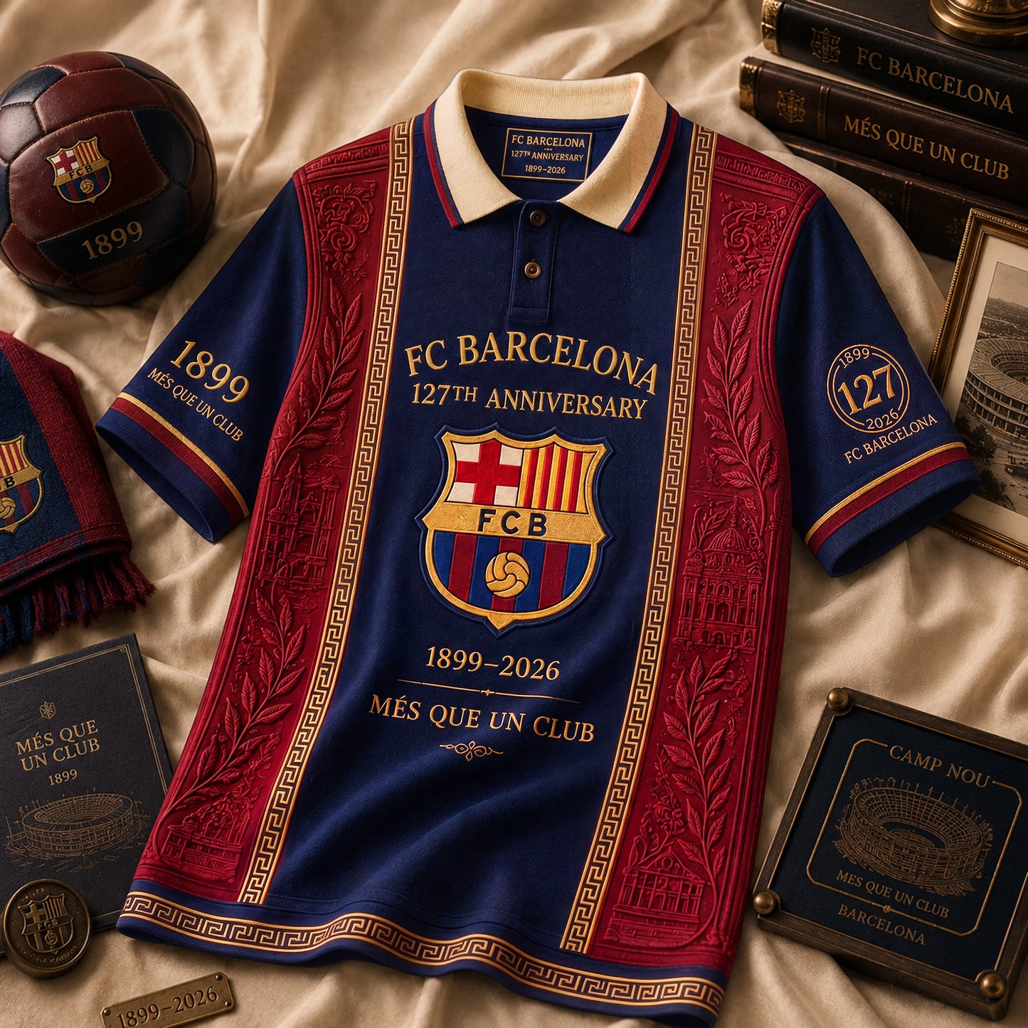 Barca 127th Anniversary Polo , Barca Shirt , Barca 2026 Shirt V6