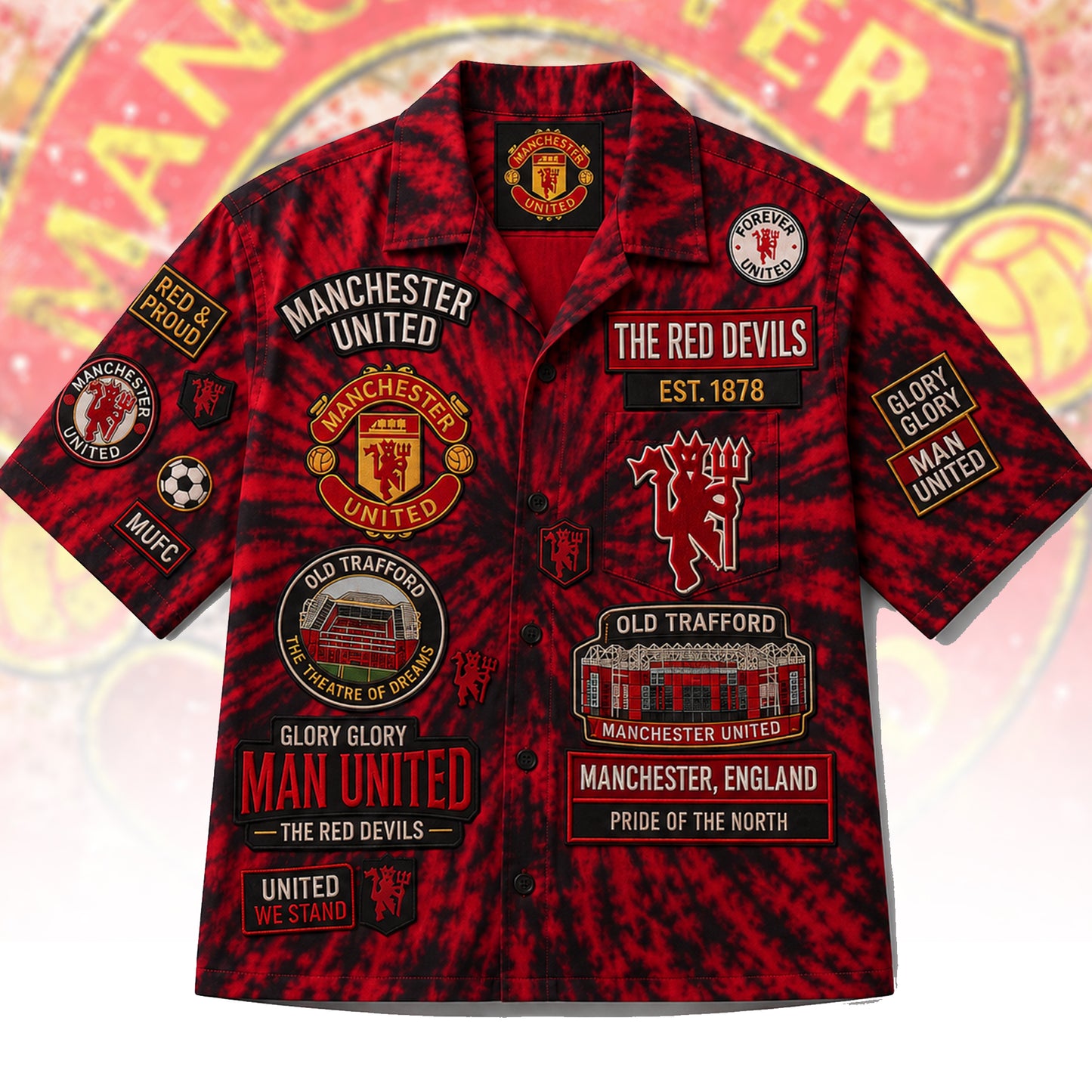 M.U The Red Devils EST. 1878 Hawaii Shirt Beach Short