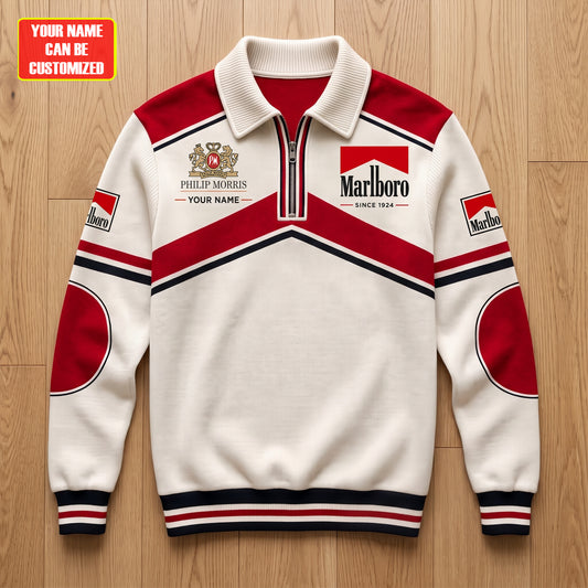 Marlbor Since 1924 Stand Collar Zip Sweatshirt
