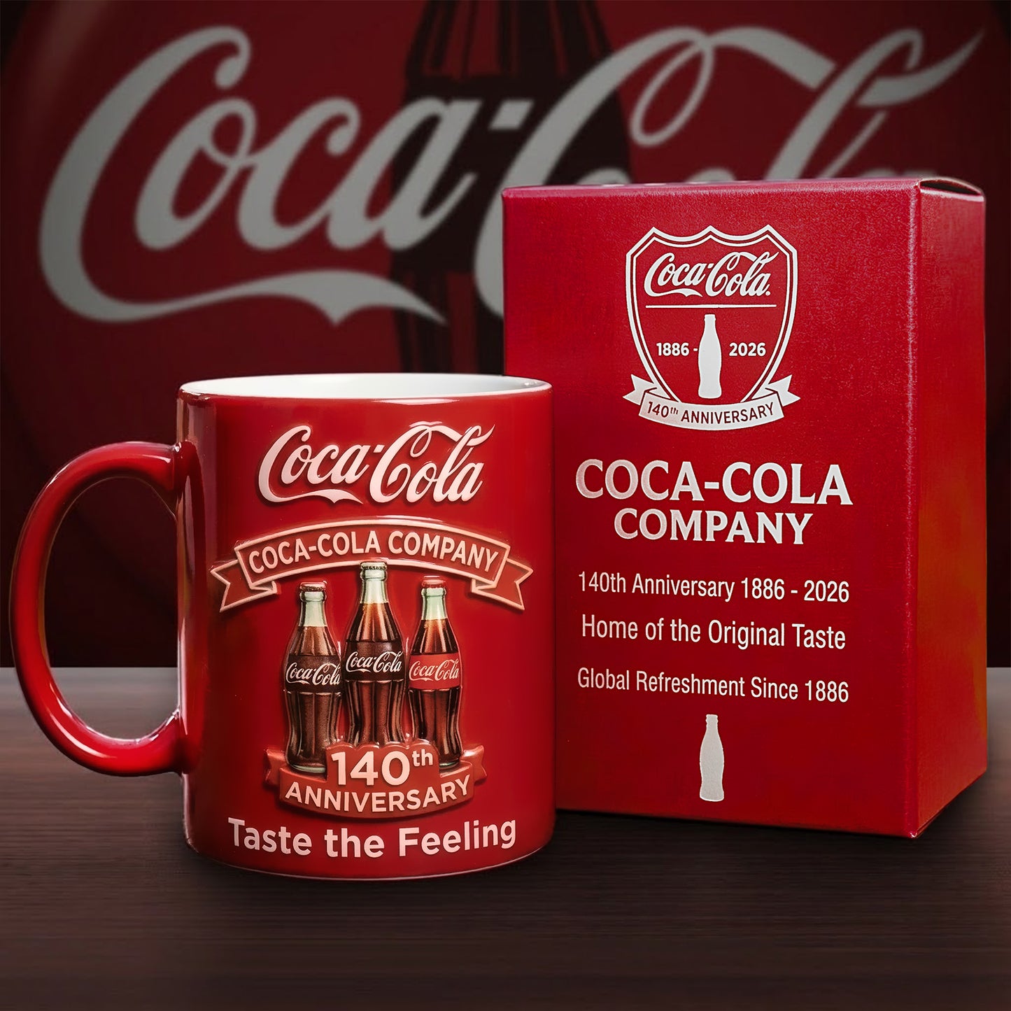 Cola 140th Anniversary Accent Mug , Cream Mug Gifts , Holiday Gifts (1886-2026)