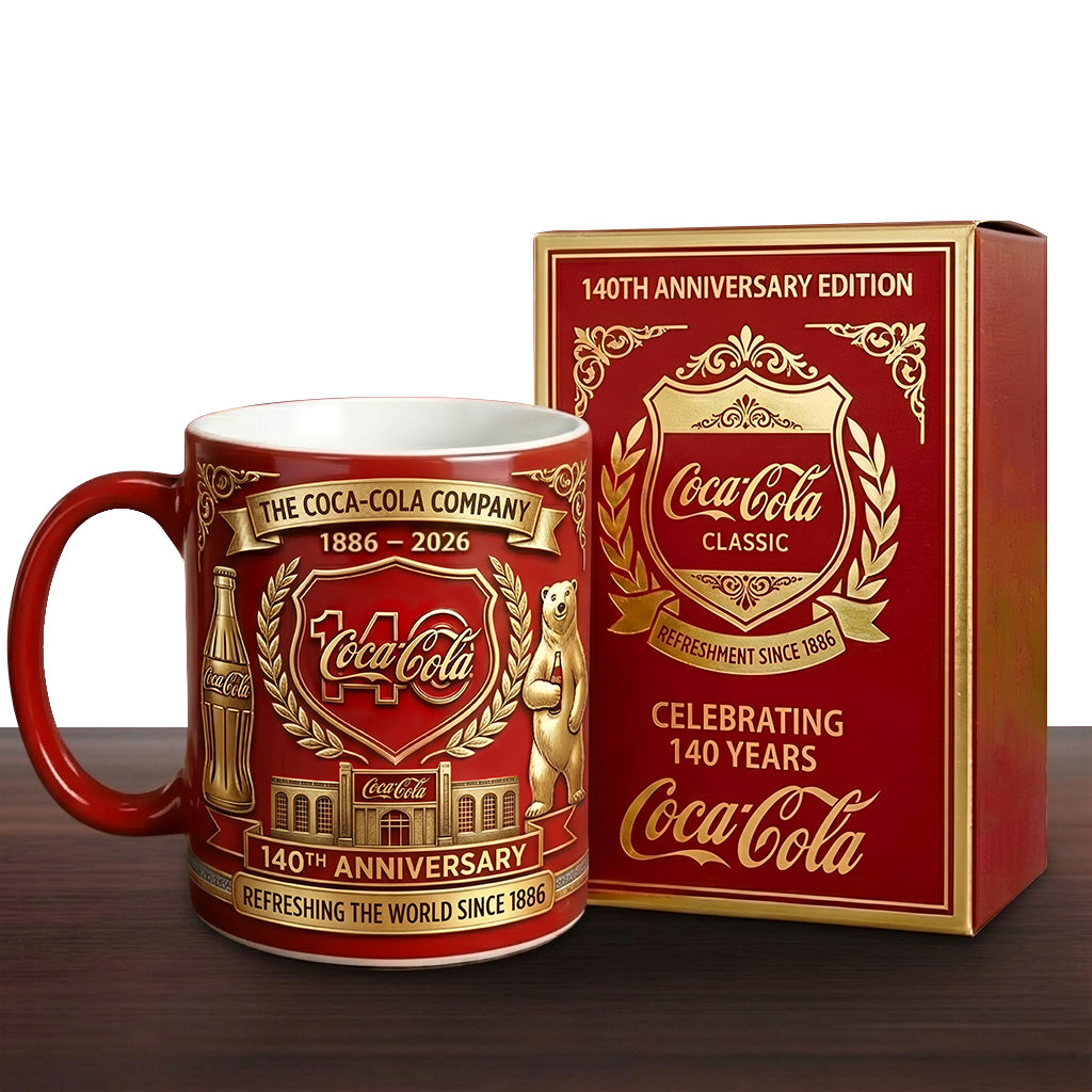 Cola 140th Anniversary Accent Mug , Cream Mug Gifts , Holiday Gifts V4 (1886-2026)