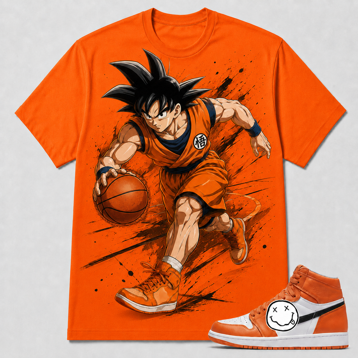 "GOKU BASKETBALL" Shirt To Match AJ 1 Retro High OG “Yellow Toe”, AJ 1 Matching Shirt (Copy)