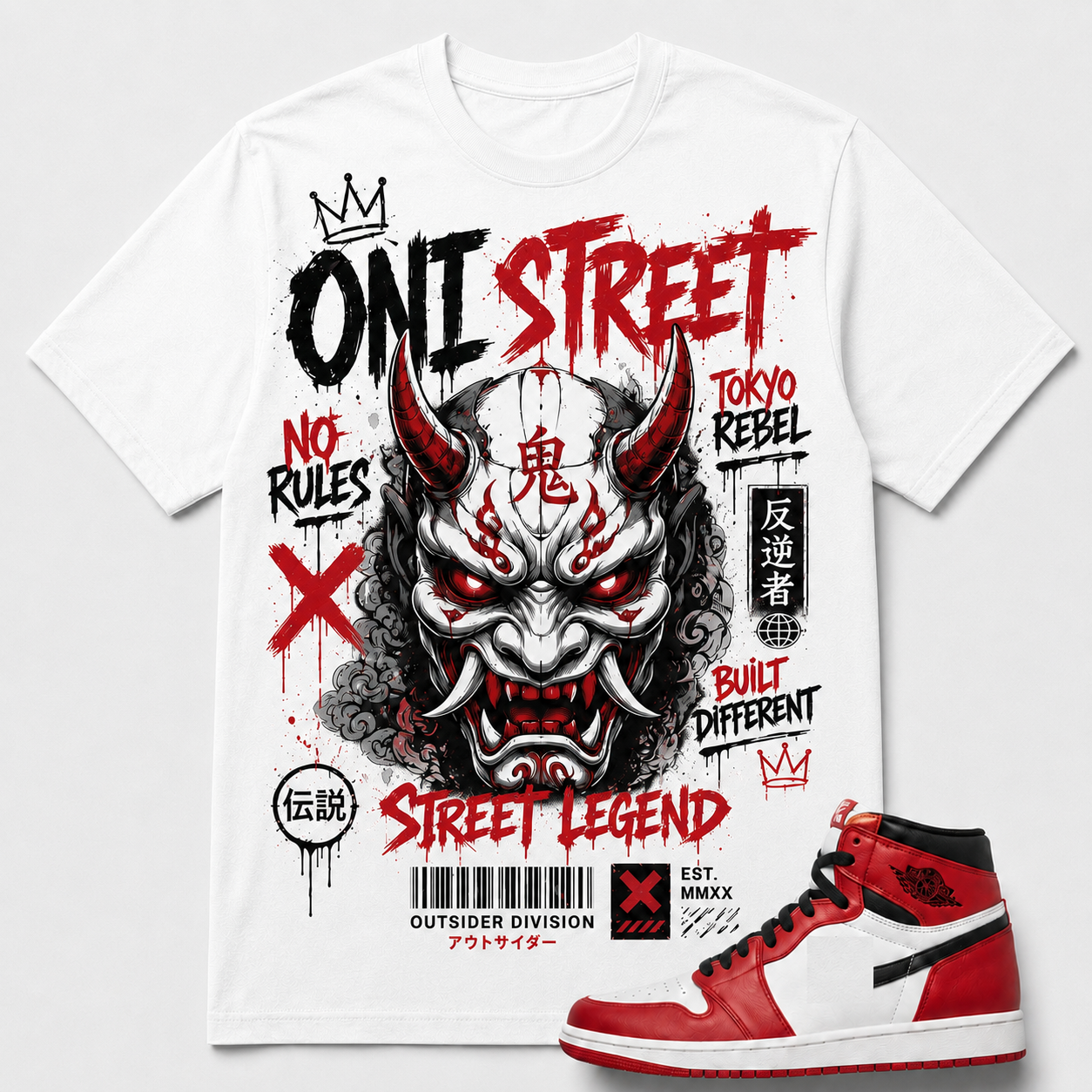 "ONI STREET" Shirt To Match AJ 1 High OG 'Chicago', AJ 1 Matching Shirt