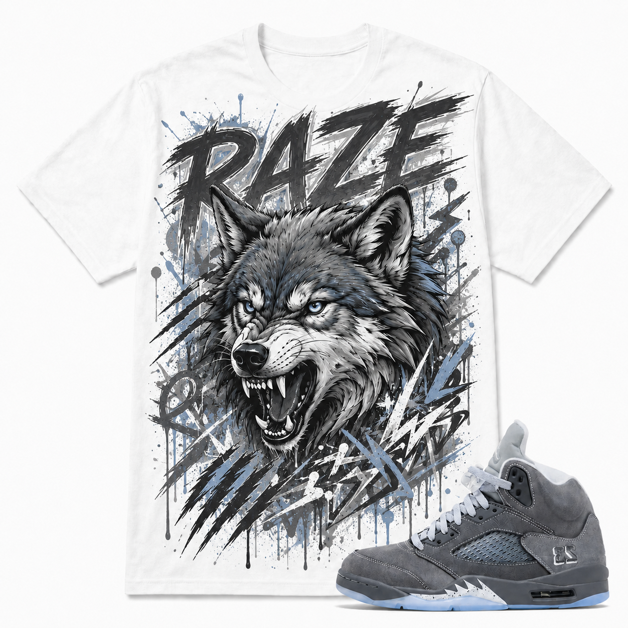 RAZE Shirt To Match AJ 5 Wolf Grey, AJ 5 Matching Shirt