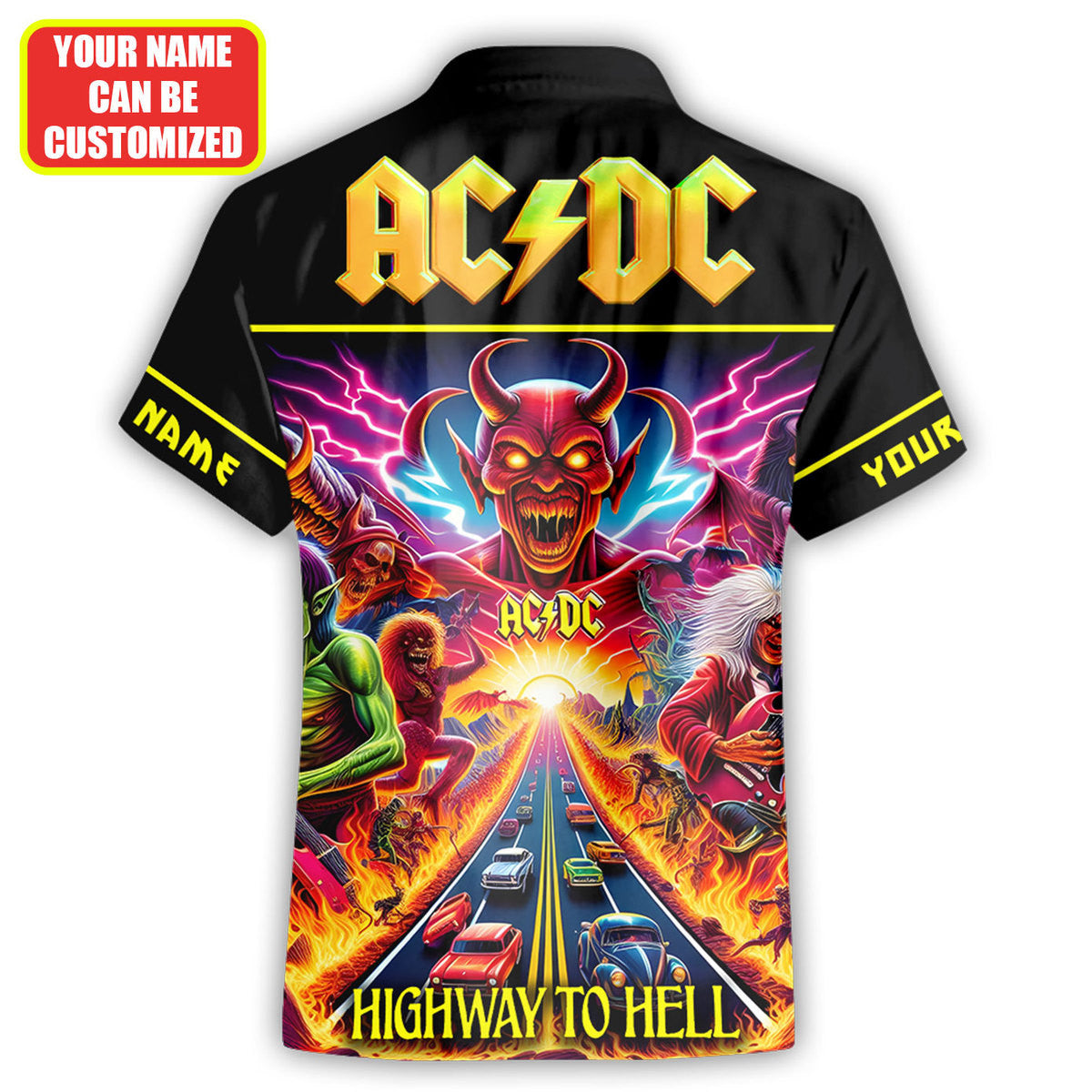 Personalized AC Highway To Hell V3 Tropical Hawaii Shirt Beach Short Q220410