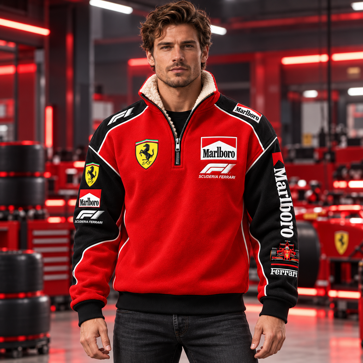 Marlbor Scuderia Ferrar Fleece Quarter-Zip Pullover